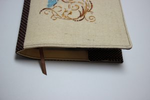  Nastavitelný obal na knihu  -  Vyšívaný modrý 